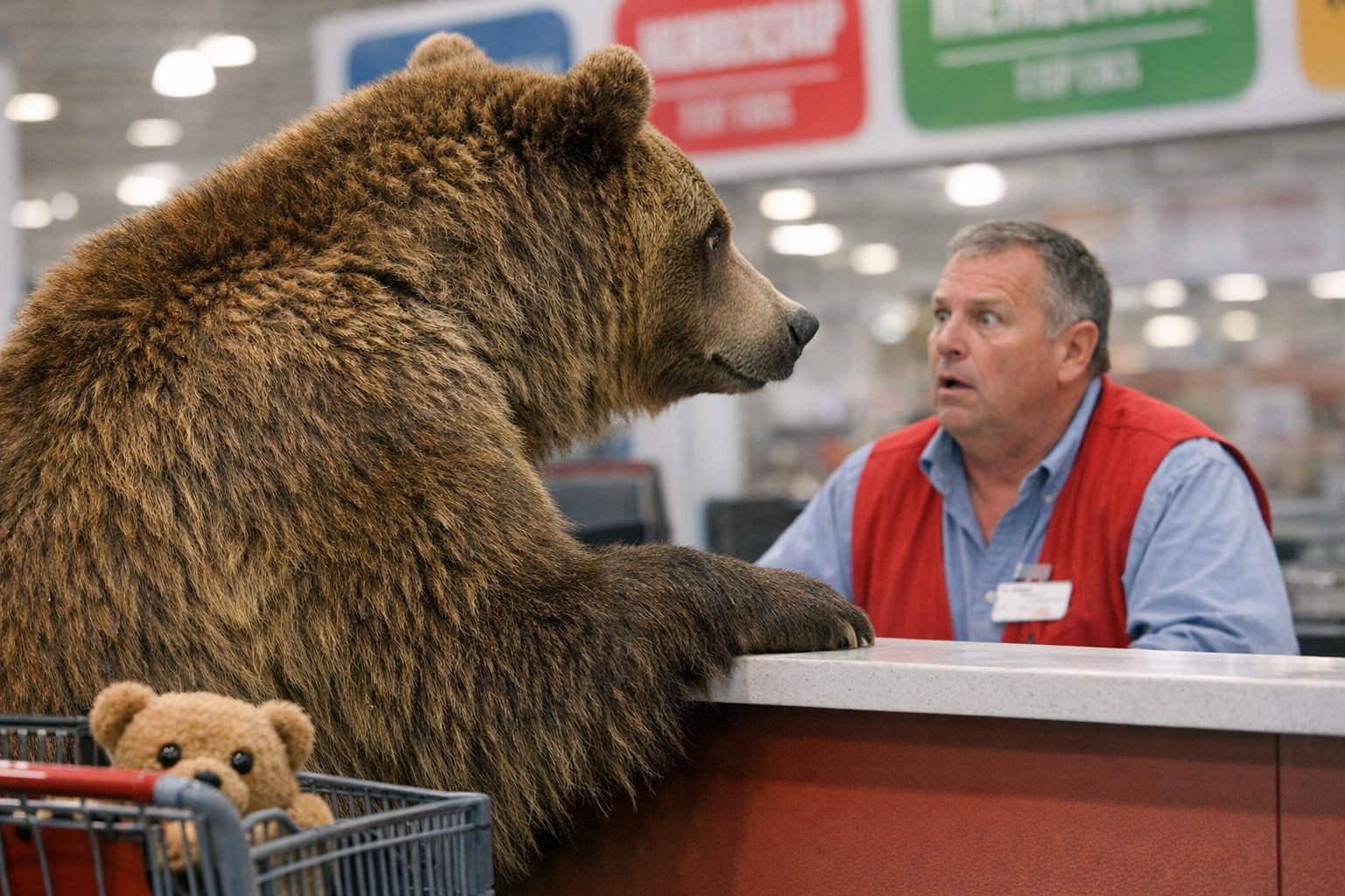 Bear Applies for Costco Membership, Cites 'Unbeatable Bulk Salmon Prices'